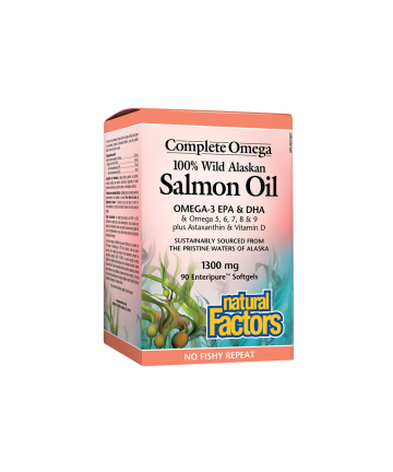 Salmon Oil 100% Wild Alaskan/ Дива сьомга (масло) от Аляска 1300 mg х 90 софтгел капсули Natural Factors