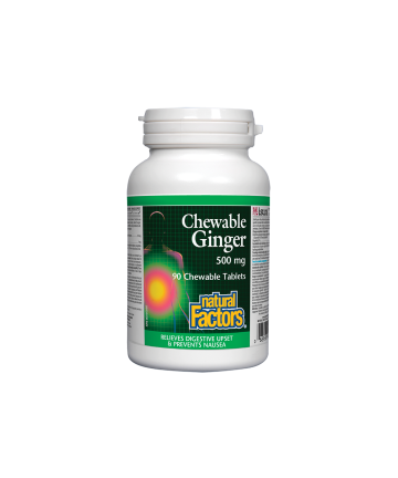 Ginger Chewable/ Джинджифил 500 mg х 90 дъвчащи таблетки Natural Factors