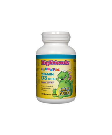 Vitamin D3 Big Friends®/ Витамин D3 за деца 400 IU х 250 дъвчащи таблетки с вкус горски плодове Natural Factors