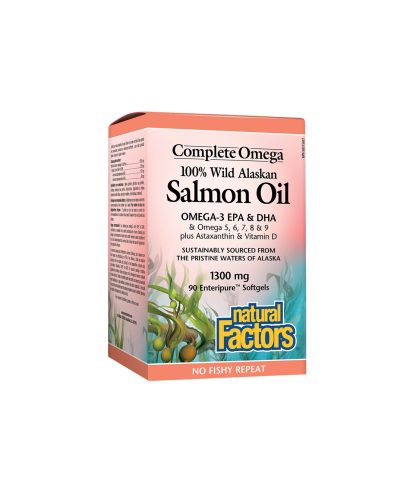 Salmon Oil 100% Wild Alaskan/ Дива сьомга (масло) от Аляска 1300 mg х 90 софтгел капсули Natural Factors