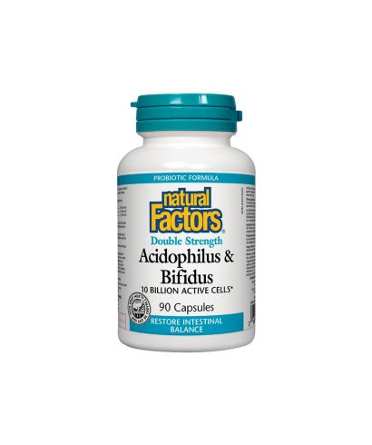 Acidophilus & Bifidus 10 Billion Active Cells Double Strength / Ацидофилус бифидус, 10 милиарда активни пробиотици, 90 капсули