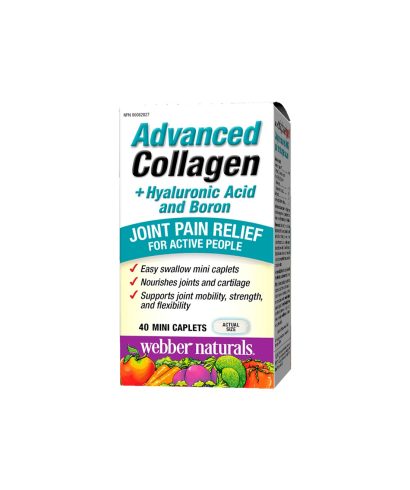 Advanced Collagen+Hyaluronic Acid and Boron/ Колаген + Хиалуронова киселина и Бор х 40 мини каплети Webber Naturals