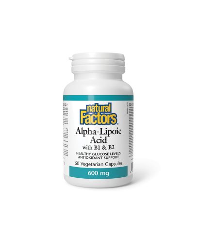Алфа липоева киселина 600 mg + витамин В1 и В2, 60 V капсули Natural Factors