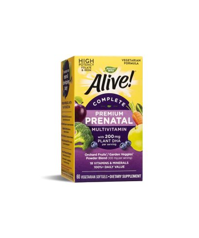 Alive! - Алайв Премиум мултивитамини за бременни с растителна DHA, 60 софтгел капсули Nature’s Way