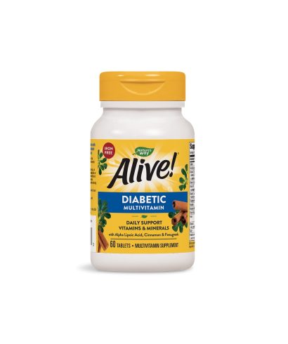 Мултивитамини за диабетици Whole food Алайв! - Alive! Diabetic Multivitamin, 60 таблетки Nature’s Way