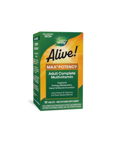 Alive!® Max6 Max Potency Multivitamin (No Iron) Алайв! / Мултивитамини максимум сила (без добавено желязо), 90 капсули Nature’s Way