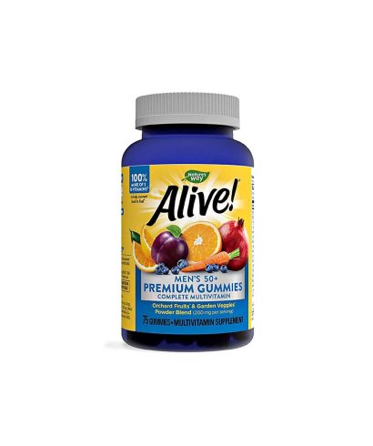 Alive! Men’s 50+ Premium Gummies Multivitamin / Алайв! Премиум мултивитамини за мъже 50+, 75 желирани таблетки Nature’s Way