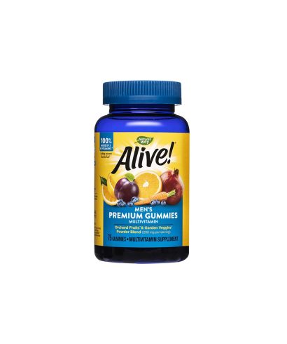 Alive! Men's Premium Gummies Multivitamin / Алайв! Премиум мултивитамини за мъже, 75 желирани таблетки Nature’s Way