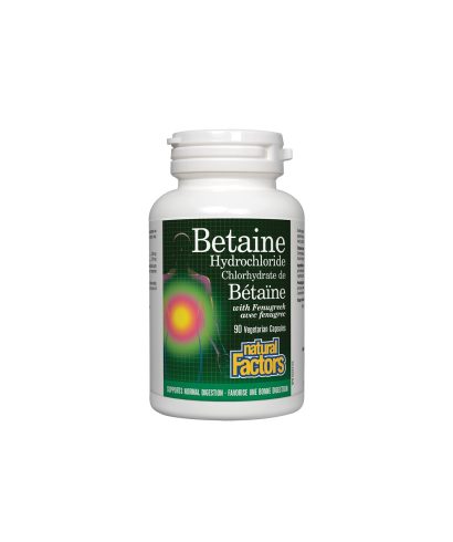 Betaine Hydrochloride / Бетаин Хидрохлорид, 500 mg, 90 капсули Natural Factors