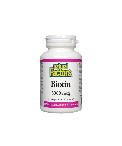 Biotin/ Биотин 5000 µg/ Коса, кожа, нокти, 60 капсули Natural Factors