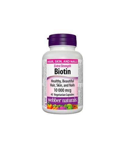 Biotin Extra Strength / Биотин екстра сила, 10000 mcg, 45 капсули Webber Naturals