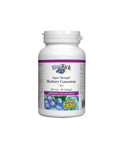 BlueRich® Super Strength Blueberry Concentrate / Синя боровинка супер концентрат, 500 mg, 90 капсули Natural Factors