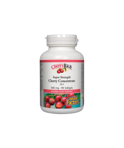 При подагра - Череша супер концентрат - CherryRich™ 500 mg, 90 софтгел капсули Natural Factors