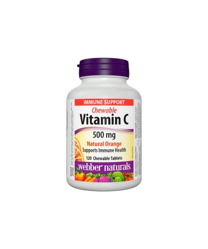 Chewable Vitamin C Natural Orange - Витамин С 500 mg, 120 дъвчащи таблетки с вкус на портокал Webber Naturals