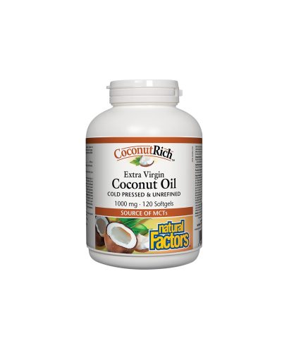 CoconutRich™ Coconut Oil Extra Virgin / Кокосово масло 1000 mg x 120 софтгел капсули Natural Factors
