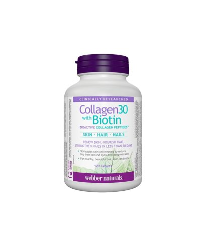 Collagen30® with Biotin / Колаген (биоактивни колагенови пептиди) с биотин, 120 таблетки Webber Naturals