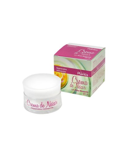 Крем за лице с шипки и перлен прах (защитен фактор 15) - Crema de Nácar con Rosa Mosqueta SPF 15 Plantis®, 50 ml Artesania