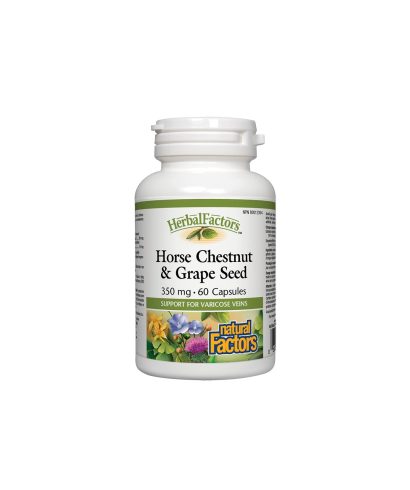 Horse Chestnut & Grape Seed - Див кестен и гроздово семе (мощен венотоник за здрави вени), 60 капсули Natural Factors