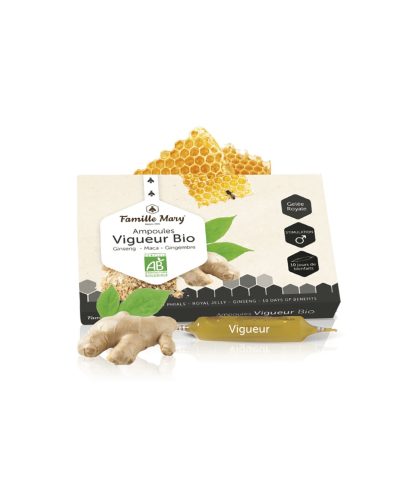 Ampoules Vigueur Bio Ginseng, Maca, Gingembre + Gelée royale / Формула за жизненост и мъжка потентност, 10 ампули Famille Mary