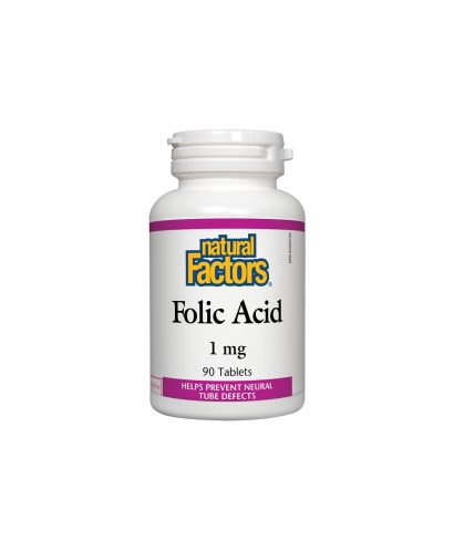 Folic Acid/ Фолиева киселина 1 mg х 90 таблетки Natural Factors