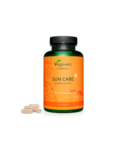 Sun Care Формула за слънчев загар с бета каротин - За кадифена, подхранена и здрава кожа, 180 капсули Vegavero