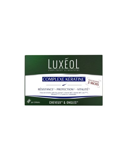 Подкрепа за химически третирана и изтощена коса - Luxéol формула с кератин, 90 капсули