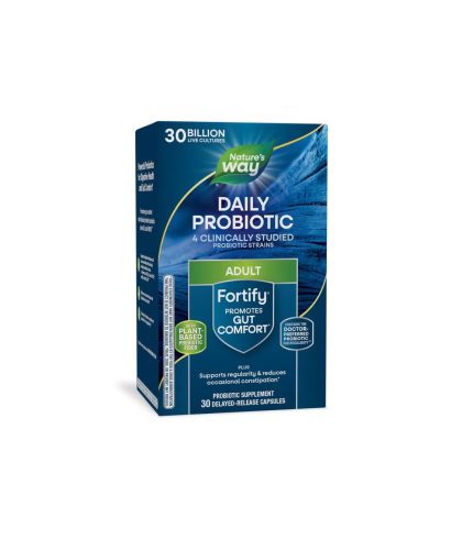 Fortify™ Daily Probiotic  + Prebiotics - Фортифай пробиотик и пребиотици, 30 милиарда активни пробиотици, 30 капсули Nature’s Way