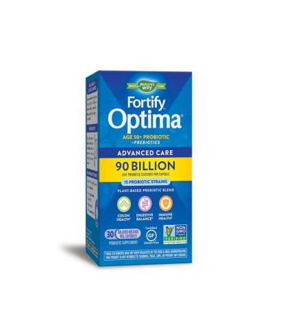 Fortify Optima® Advanced Care Age 50+ Фортифай Оптима пробиотик + пребиотици, 90 милиарда активни пробиотици, 30 капсули Nature’s Way