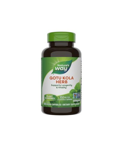 Gotu Kola Herb - Готу кола (За кръвообращението, венозната система и мозъчната функция), 475 mg, 180 капсули Nature’s Way