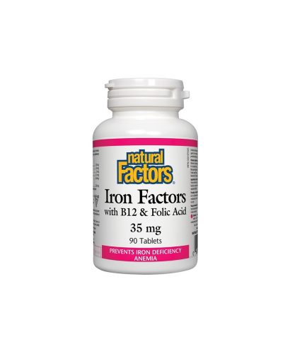 Iron Factors® - Желязо с витамин В12 и фолиева киселина, 90 таблетки Natural Factors