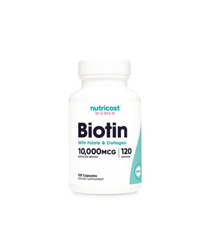 Коса, кожа, нокти - Биотин с Фолат и Колаген, 120 капсули Nutricost