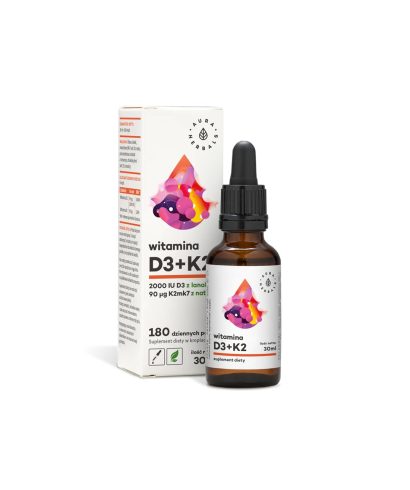 Кости и зъби - Витамин D3 + K2, 30 ml капки Aura Herbals