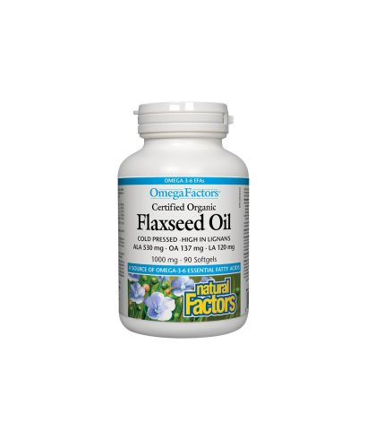 Flaxseed Oil - Ленено масло 1000 mg, 90 софтгел капсули Natural Factors