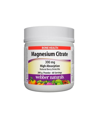 Magnesium Citrate - Магнезий цитрат с висока абсорбация 300 mg, 200 g прах с вкус на горски плодове Webber Naturals