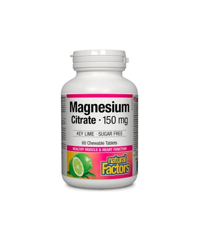 Magnesium Citrate/ Магнезий (цитрат) 150 mg х 60 дъвчащи таблетки Natural Factors