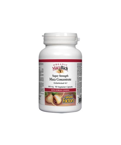 MacaRich® Organic Maca Concentrate 4:1/ Мака 500 mg х 90 капсули Natural Factors