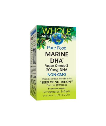 Marine DHA™ Vegan Omega-3 Whole Earth & Sea®/ Веган Омега-3 от микроводорасли 300 mg x 30 софтгел капсули Natural Factors