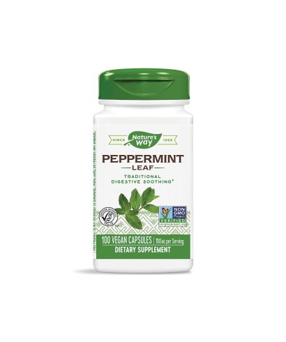 Peppermint Leaf - Мента (лист) – за успокояване на раздразненото дебело черво 350 mg, 100 капсули Nature’s Way