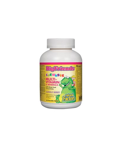 Multi-Vitamin & Minerals Big Friends® / Мултивитамини и минерали за деца х 60 дъвчащи таблетки с вкус на плодове от джунглата Natural Factors