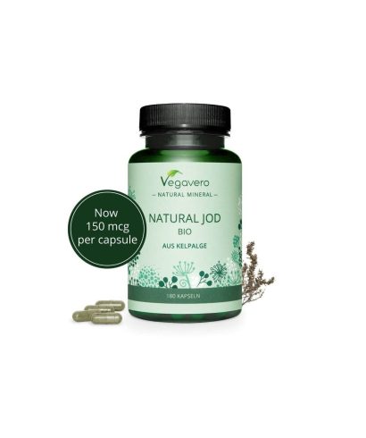 Natural Jod Bio Aus Kelpalge/ Натурален йод от био водорасли, 180 капсули, 100% Vegan Vegavero