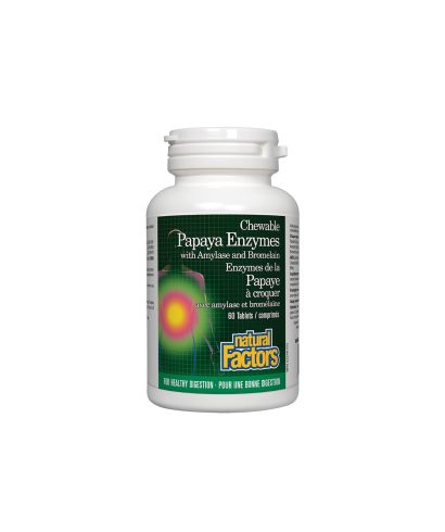 Papaya Enzymes with Amylase and Bromelain - Папая ензими с амилаза и бромелаин, 60 дъвчащи таблетки Natural Factors