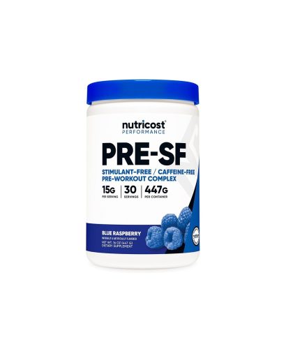 Пред тренировъчен комплекс PRE-SF, 447 g прах, с аромат на синя малина, 30 дози