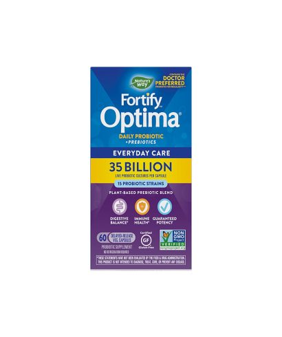 Fortify™ Optima® Daily Probiotic + Prebiotic - Фортифай пробиотик + пребиотици, 35 милиарда активни пробиотици, 60 капсули Nature’s Way