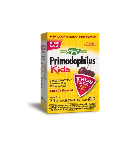 Primadophilus Kids - Примадофилус Кидс 3 млрд. активни пробиотици, 30 дъвчащи таблетки с вкус на череша Nature’s Way