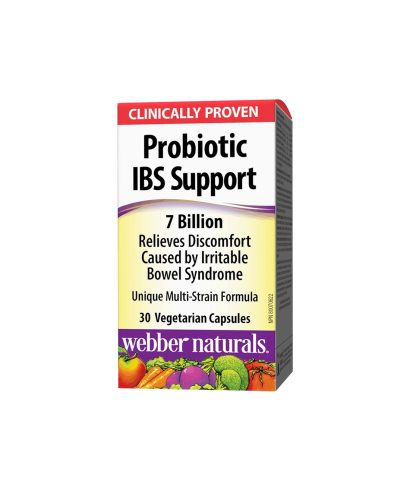 Probiotic IBS Support/ Пробиотик IBS 4 щама, 7 млрд. активни пробиотици х 30 капсули Webber Naturals
