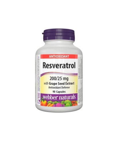 Resveratrol with Grape Seed Extract/ Ресвератрол 200 mg с Гроздово семе 25 mg х 90 капсули Webber Naturals