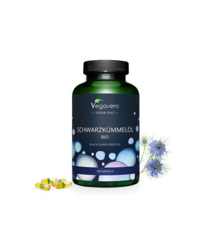 Schwarzkümmelöl Bio/ Черен кимион (масло от семена органик), 180 капсули, 100% Vegan Vegavero