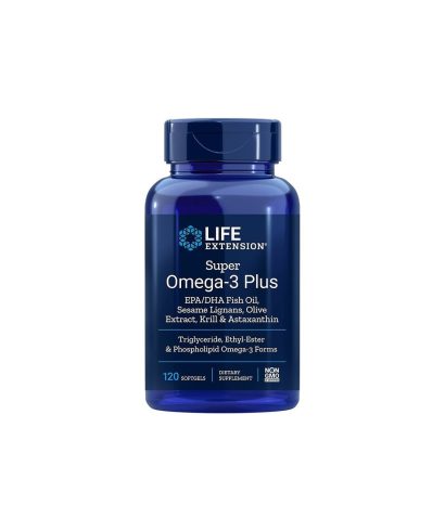 Super Omega-3 Plus / Омега-3 от рибено масло, Крил, Астаксантин, Лигнан от сусам и Маслина х 120 софтгел капсули