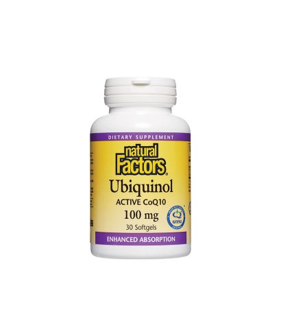 Ubiquinol Active Coenzyme Q10 - Убиквинол – активен коензим Q10 (Антиоксидант и кардиопротектор), 100 mg, 30 софтгел капсули Natural Factors