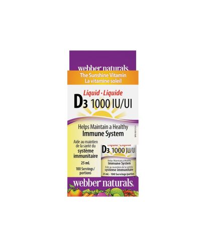 Витамин D3 /течен/ 1000 IU x 25 ml, 100 дози Webber Naturals